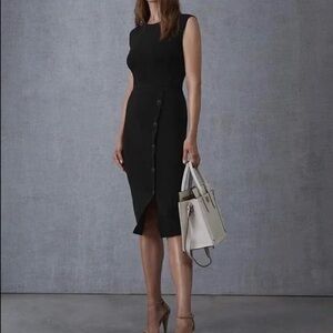 Reiss Black Sasha Sheath Midi Dress